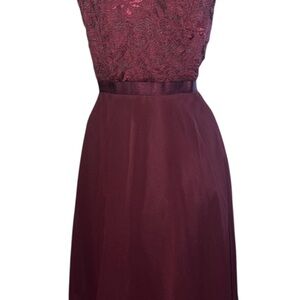 MEETJEN Elegant Burgundy Lace Dress